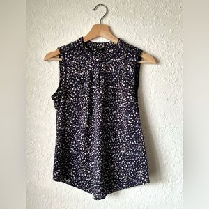 Ann Taylor navy floral print blouse